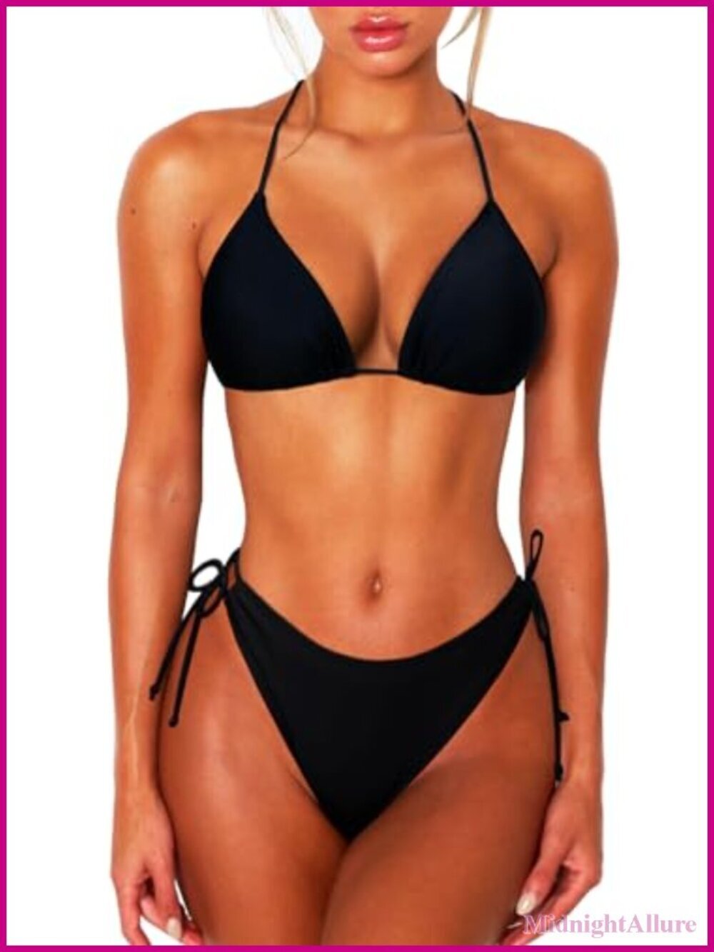 Women's Halter Triangle Bikini Set with Full Coverage Bottom Brazilian String